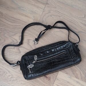Brighton Black Crossbody Clutch Purse Bag Snakeskin Croc EUC